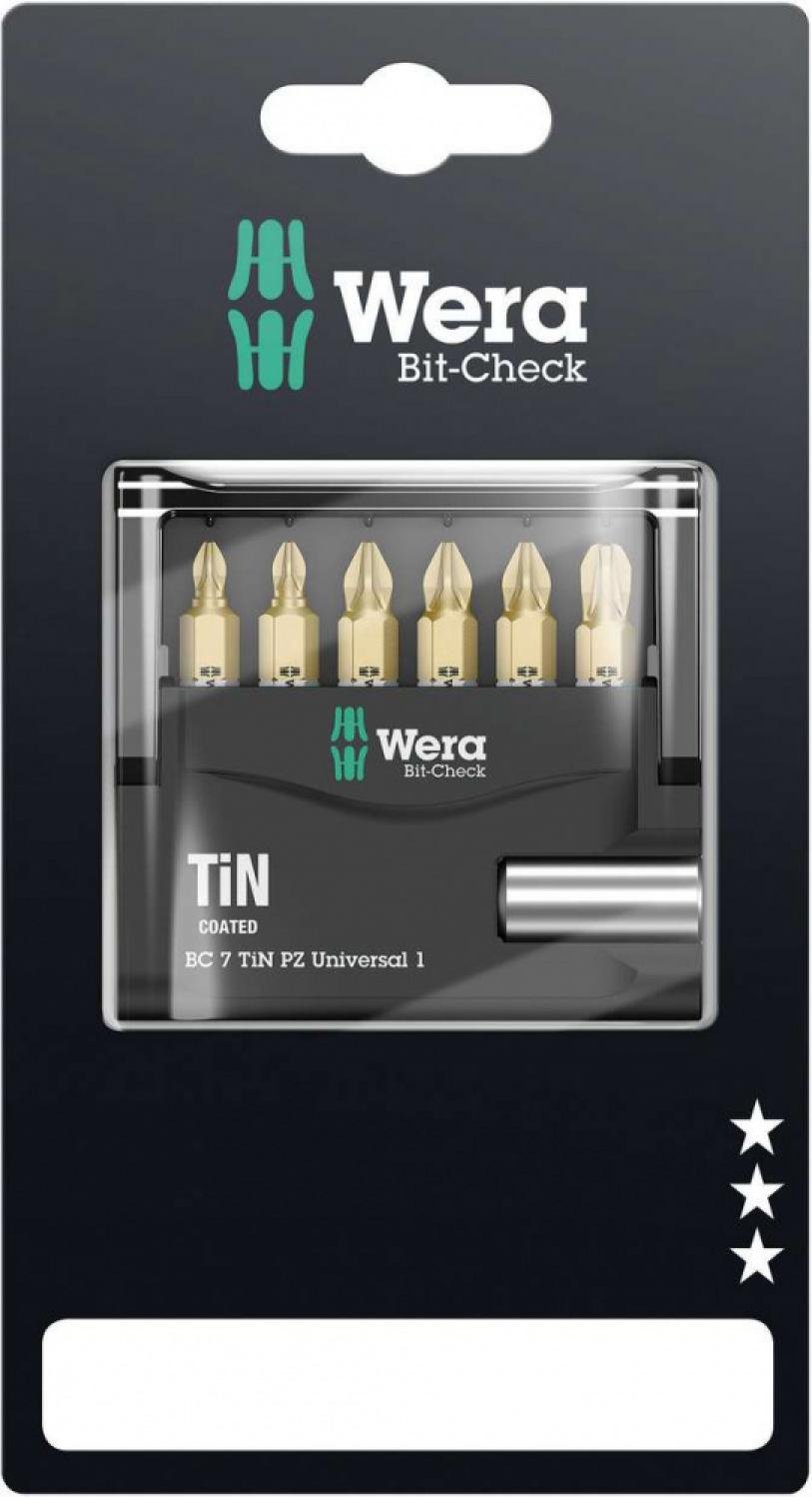 картинка Bit-Check 7 TiN PZ Universal 1 SB, 7 предметов — Knipex.moscow